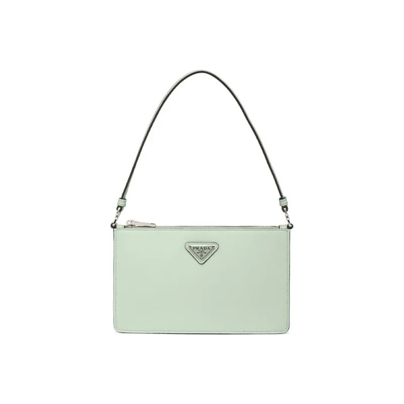 PRADA Saffiano Leather Shoulder Bag, Handbag, Shoulder Bag Women's Green-0