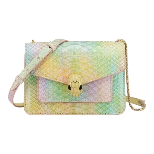 BVLGARI Serpenti Forever Python Skin Shoulder Bag Crossbody Bag Small Size Women's Multicolor Gradient
