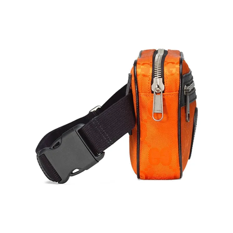 GUCCI Nylon Fabric With Leather Sling Bag Fanny Pack Unisex Orange-2