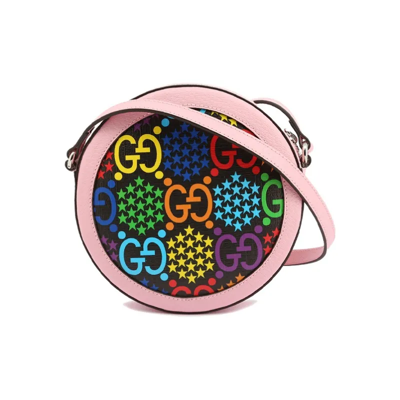 GUCCI Canvas With Leather Round Bag Shoulder Bag Crossbody Bag Regular Women's Pink/Multicolor/Candy Color-4