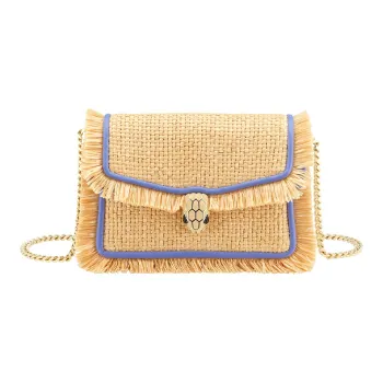 BVLGARI Serpenti Diamond Blast Cow Leather Shoulder Bag Crossbody Bag Mini Unisex Beige Light Purple