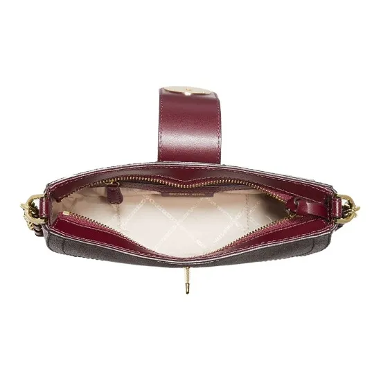 MICHAEL KORS Carmen PVC Crescent Bag Shoulder Bag Mini Women's Brown & Fuchsia-1