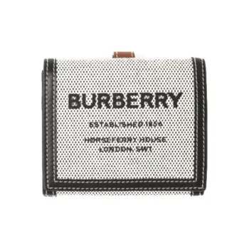 Burberry Horseferry Cotton Patchwork Canvas Canvas Bag Money Clip Wallet Card Holder Unisex Gray