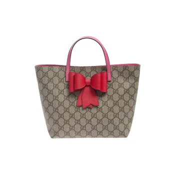 GUCCI Canvas With Leather Tote Bag Shopping Bag Handbag Kids' Bags Kids' Ebony/Pink/Red