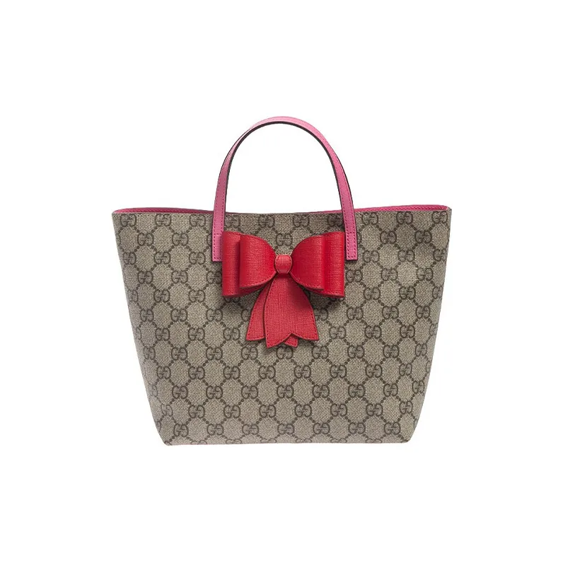 GUCCI Canvas With Leather Tote Bag Shopping Bag Handbag Kids' Bags Kids' Ebony/Pink/Red-0