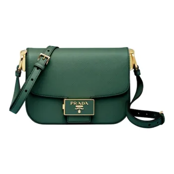 PRADA Leather Shoulder Bag Women's Green