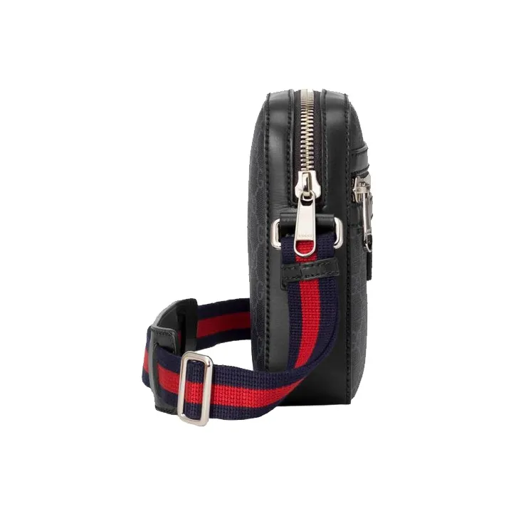 GUCCI Canvas With Leather Messenger Bag Shoulder Bag Crossbody Bag Men's Black Gray Color-3
