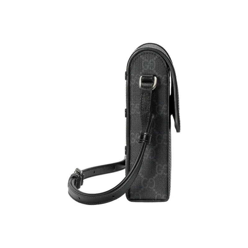 GUCCI GG Retro Series Canvas Patchwork Leather Shoulder Bag, Crossbody Bag, Cell Phone Pouch Mini Men's Black-3