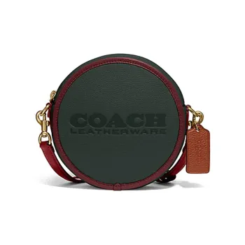 COACH Kia Leather Small Round Crossbody Bag Small Size Unisex Green