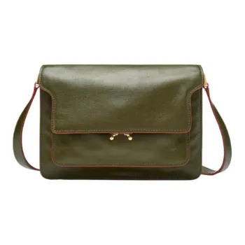 MARNI Trunk Calfskin Shoulder Bag Medium Size Women's Green