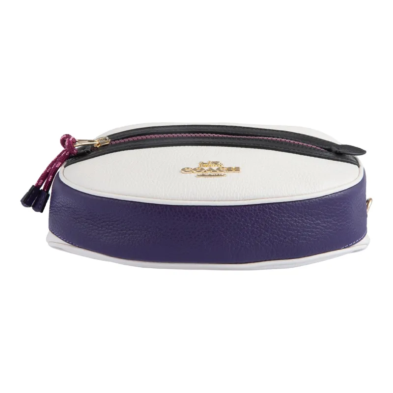 COACH Artificial Leather Fanny Pack Medium Size Women's White & Black & Purple-4