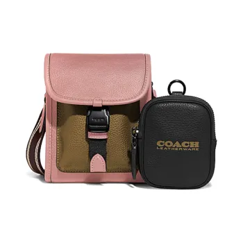 COACH Charter Pebbled Leather Shoulder Bag Crossbody Bag Mini Unisex Pink Brown Black