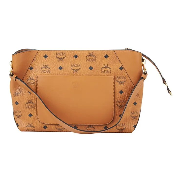 MCM KlaraVisetos Leather Portable Crossbody Bag Shoulder Bag Women's Brown Patchwork Cognac-4