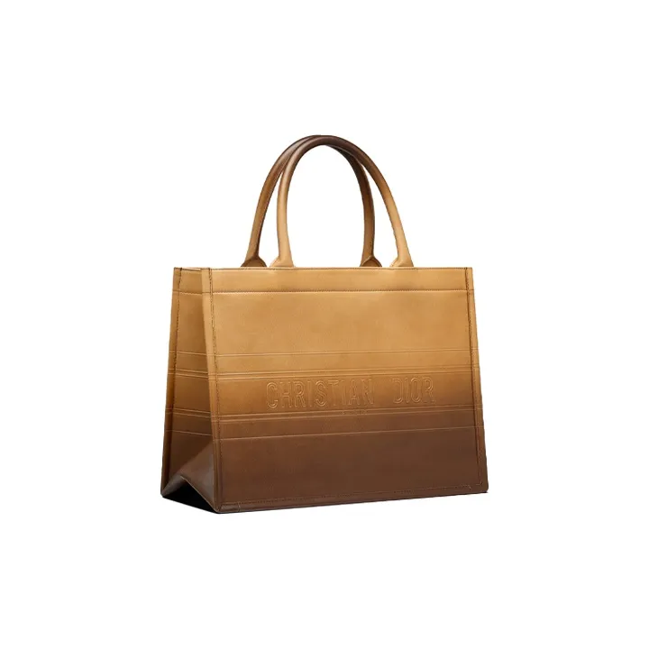 DIOR BookTote Smooth Calf Leather Tote Bag Shopping Bag Shoulder Bag Handbag Small Size Women's Gradient Cognac-1