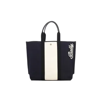BALLY Fabric Tote Bag, Shopping Bag, Handbag Women's Marine Blue White