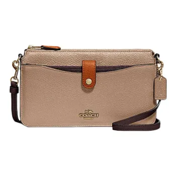 COACH NOA Polished Pebbled Leather 3-in-1 Messenger Bag Shoulder Bag Crossbody Bag Small Size Women's Milk Tea Beige