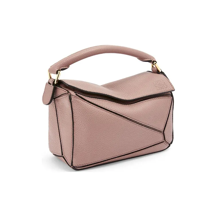 LOEWE Puzzle Goatskin Geometric Bag Puzzle Bag Shoulder Bag Crossbody Bag Handbag Mini Women's Deep Blush Color-1