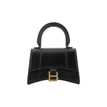 Balenciaga Hourglass Smooth Finish Calfskin Hourglass Bag Portable Crossbody Bag Shoulder Bag Mini Women's Black