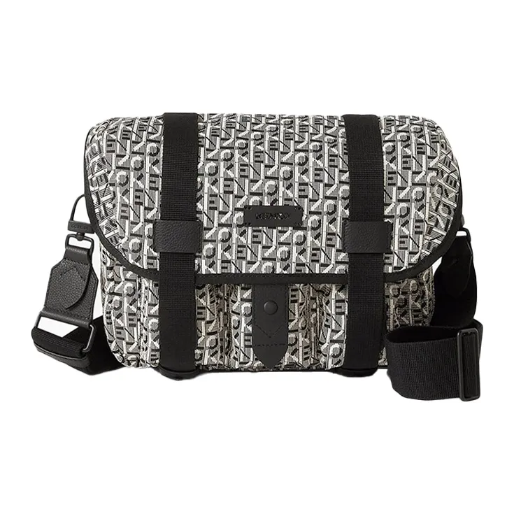 KENZO Polyester Messenger Bag Shoulder Bag Crossbody Bag Men's Gray & Black-0