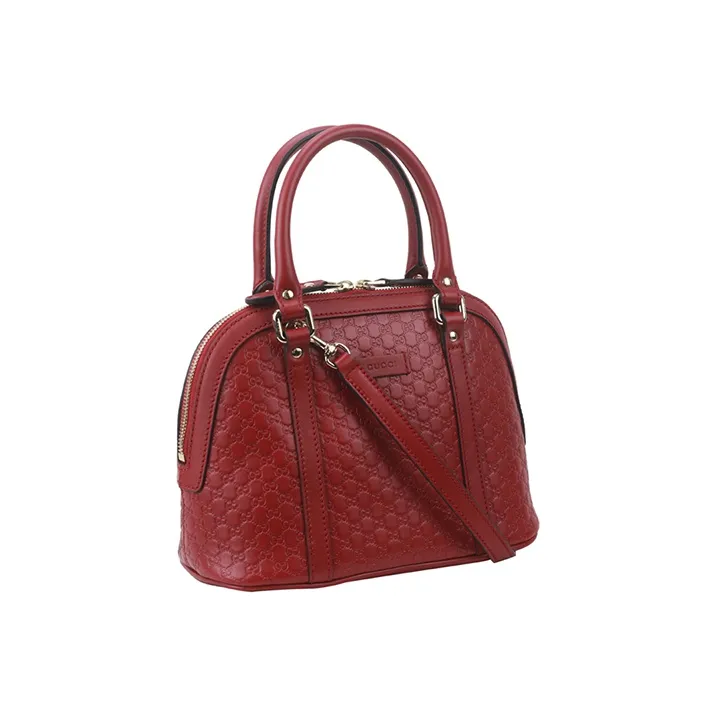 GUCCI Cow Leather Dome Bag Shoulder Bag Crossbody Bag Handbag Small Size Women's Red-1