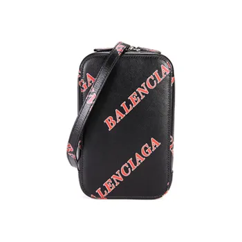 Balenciaga Cow Leather Cell Phone Case Wallet Cell Phone Pouch Regular Women's Black