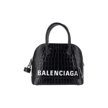 Balenciaga Ville Calfskin Dome Bag Handbag Shoulder Bag Crossbody Bag Small Size Women's Black