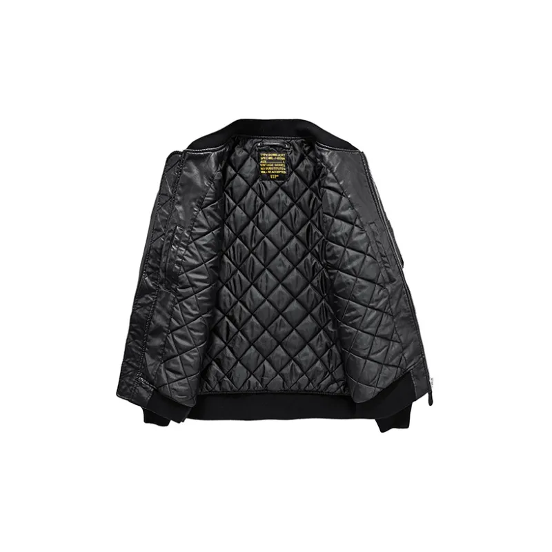 VIP Solid Color Baseball Collar Loose Fit Thickened Puffer Jacket Men's Black-2
