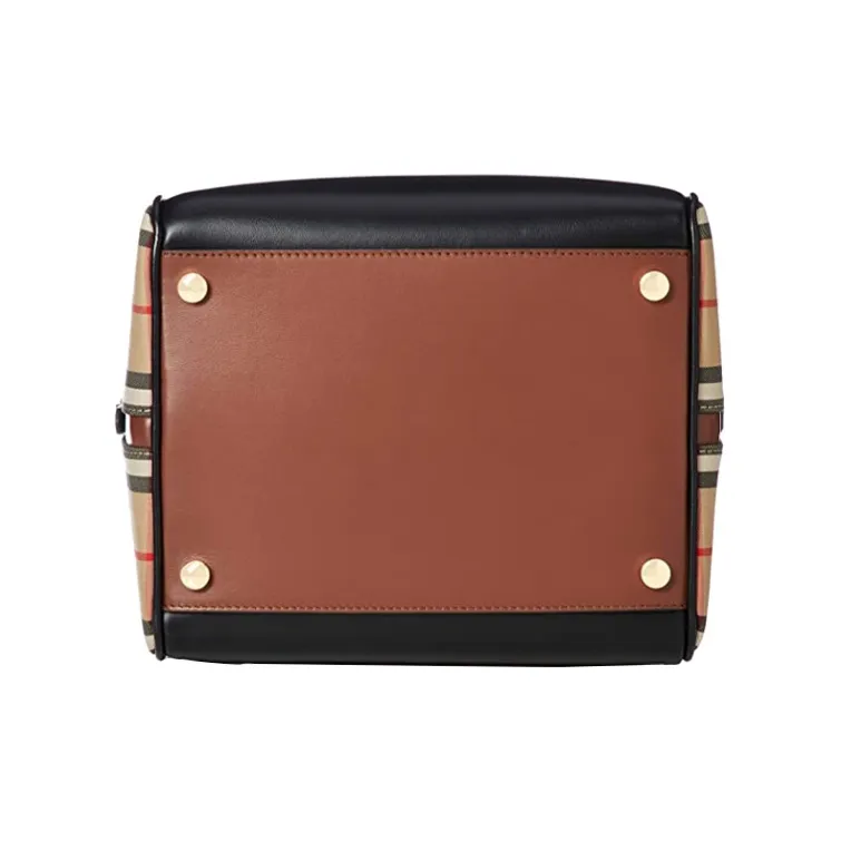Burberry Vintage Check Cube Bag Leather Small Archive Beige-2