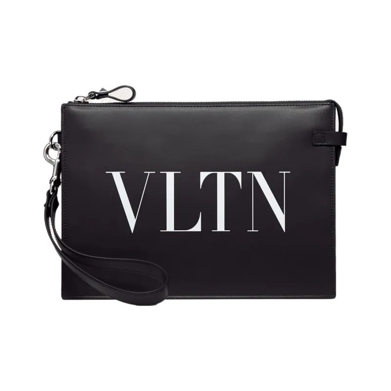 Valentino GARAVANIVLTN Cow Leather Clutch Men's Black-0