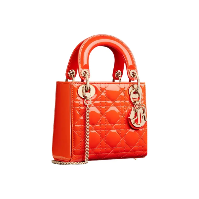 DIOR Lady Dior Cow Leather Shoulder Bag Crossbody Bag Handbag Mini Women's Bright Orange-1