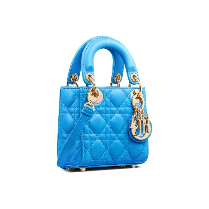 DIOR Lady Dior Sheepskin Dior Bag Shoulder Bag Crossbody Bag Handbag Micro Women's Blue-1