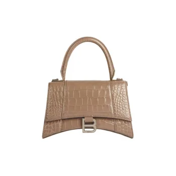 Balenciaga Smooth Calfskin Hourglass Bag, Shoulder Bag, Crossbody Bag, Handbag Trumpets Women's Dark Beige