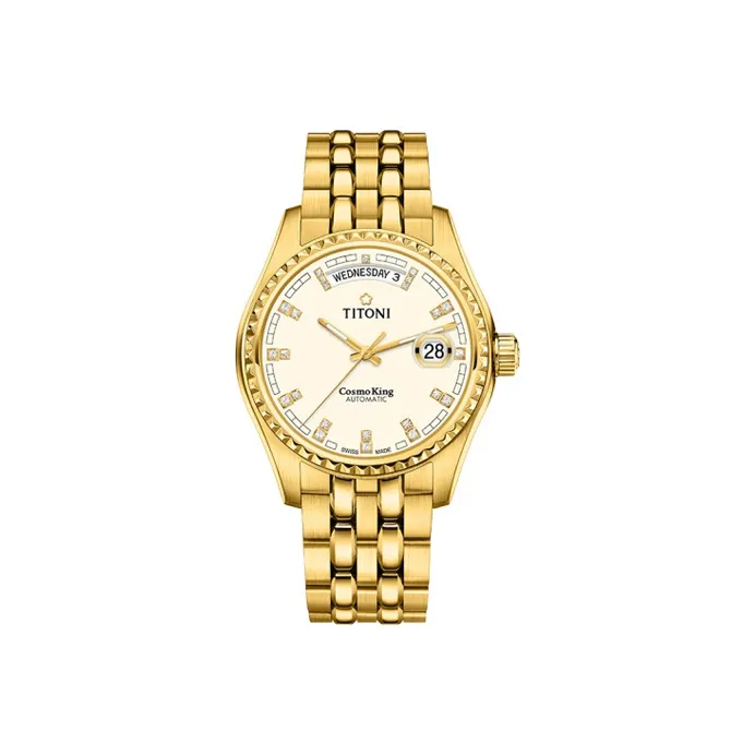 TITONI Automatic Mechanical Movement Men's Watches Watch 40mm Gold Dial Stainless Steel Case Stainless Steel Strap-0