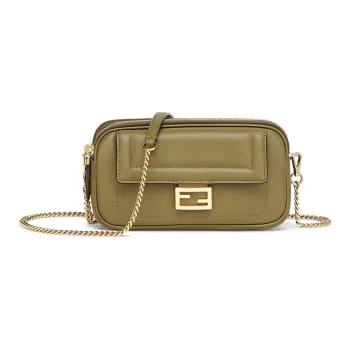 FENDI Calfskin Baguette Bag, Portable Crossbody Bag, Shoulder Bag Women's Green