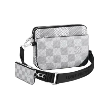 LOUIS VUITTON Trio Coated Canvas Men's 3 in 1 Messenger Bag, Shoulder Bag, Crossbody Bag Medium Size Men's Light Gray