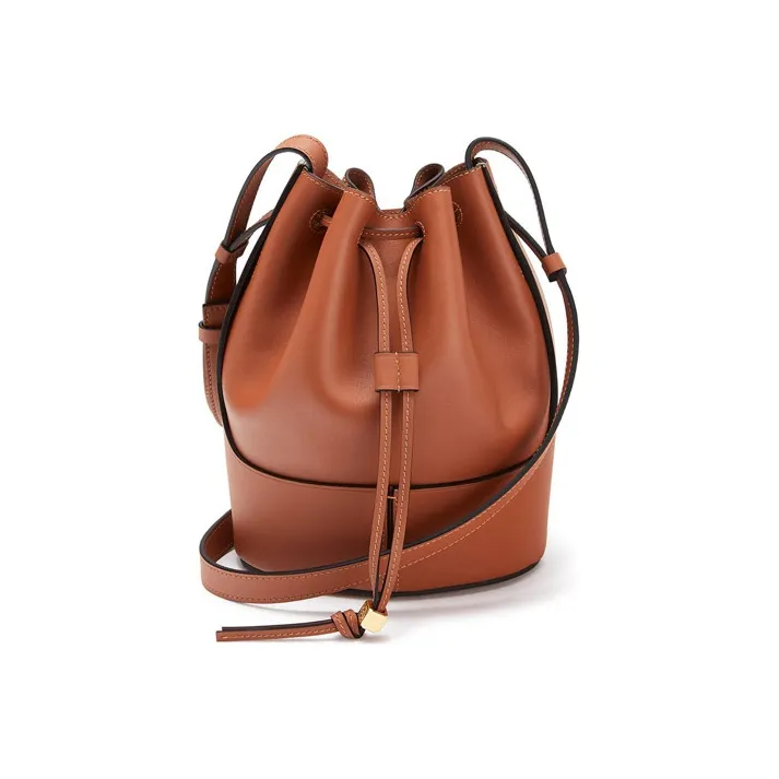 LOEWE Balloon Cow Leather Bucket Bag Balloon Bag Shoulder Bag Crossbody Bag Small Size Women's Caramel Brown-0