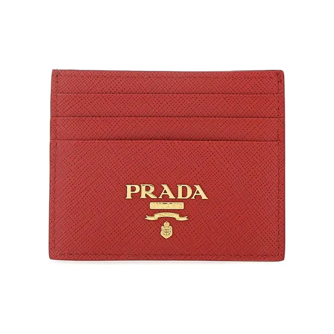 PRADA Cow Leather Card Holder Card Holder Women's Red-0