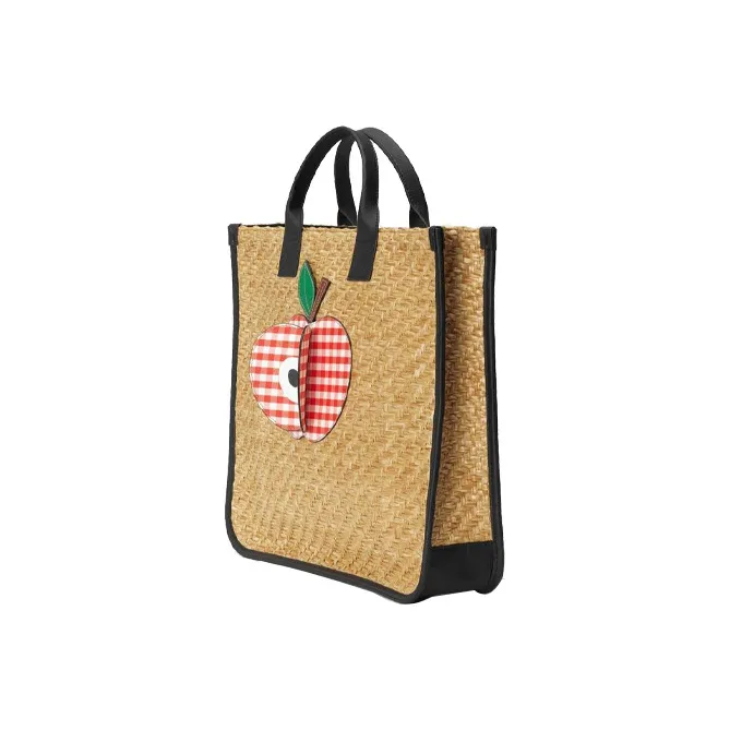 GUCCI Straw Woven Material With Leather Tote Bag Shopping Bag Handbag Kids' Bags Kids' Beige/Black-2