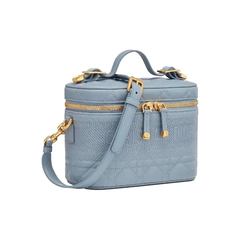 DIOR DiorTravel Cow Leather Shoulder Bag Crossbody Bag Handbag Makeup Bag Small Size Women's Blue-1