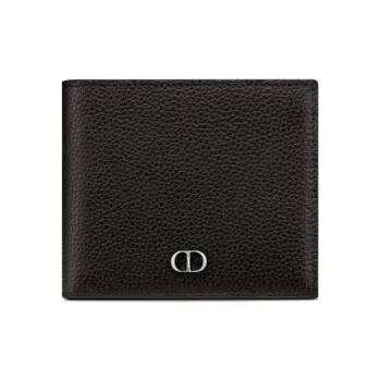 DIOR Grained Calfskin Card Holder Wallet Men's Black