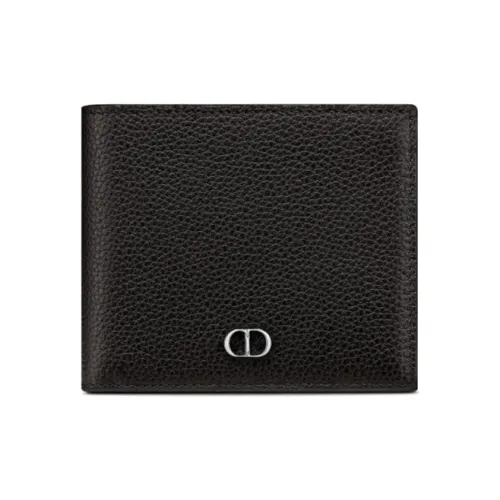 DIOR Grained Calfskin Card Holder Wallet Men's Black