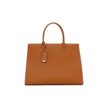 Burberry Frances Grain Texture Leather Tote Bag Shopping Bag Handbag Medium Size Women's Warm Reddish Brown