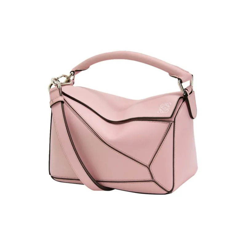 LOEWE Puzzle Cow Leather Shoulder Bag Crossbody Bag Handbags Small Size Women's Pink-0