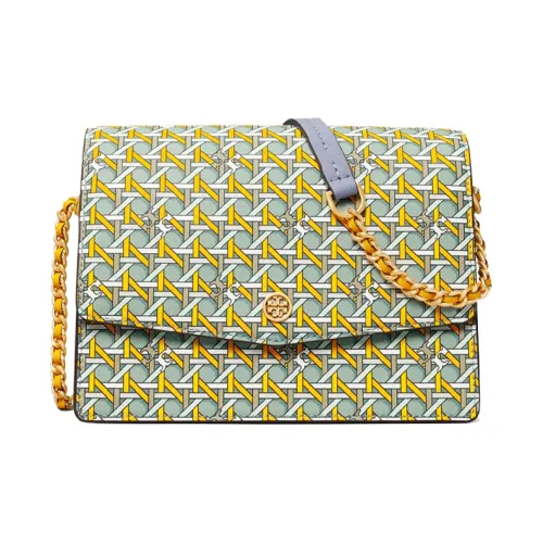 TORY BURCH Robinson Cow Leather Shoulder Bag Women's Blue