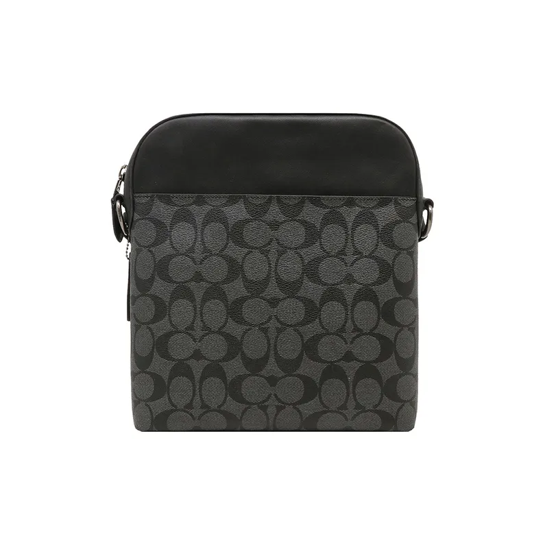 COACH Houston PVC Shoulder Bag, Crossbody Bag Trumpets Men's Black-2