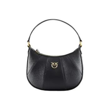 PINKO SIMPLY Cow Leather Half Moon Bag Mahjong Bag Handbag Shoulder Bag Crossbody Bag Mini Women's Black