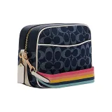COACH Dempsey Fabric With Leather Camera Bag Shoulder Bag Crossbody Bag Small Size Women's Denim Blue