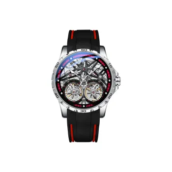 FAIRWHALE Automatic Mechanical Movement Rubber Strap Watch Unisex Cut Out Dial
