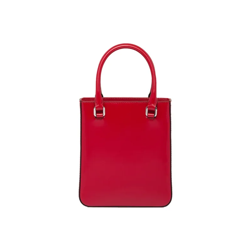 PRADA Leather Tote Bag Shopping Bag Portable Crossbody Bag Shoulder Bag Small Size Women's Scarlet-1