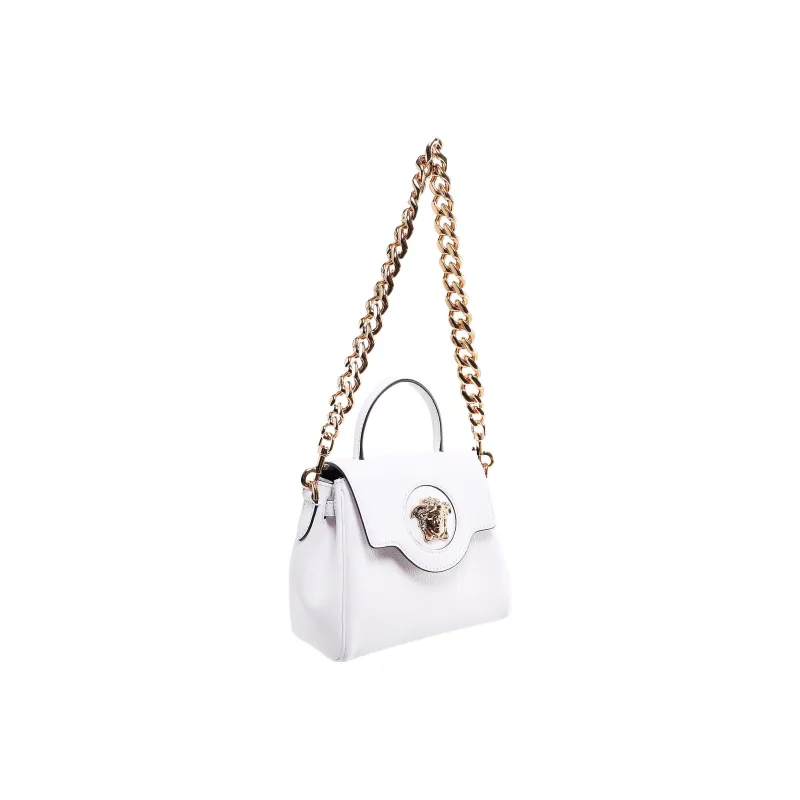 VERSACE La Medusa Leather Shoulder Bag, Crossbody Bag, Handbag Trumpets Women's White-1